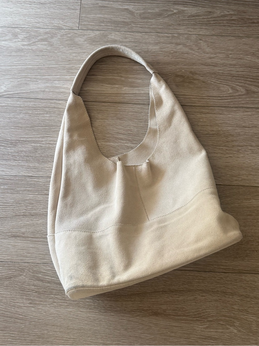 NAKD 100% Suede Cream Beige Hobo Bag - Casual Shoulder Tote